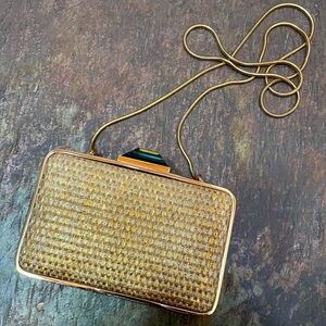 Elegant Gold Woven Clutch